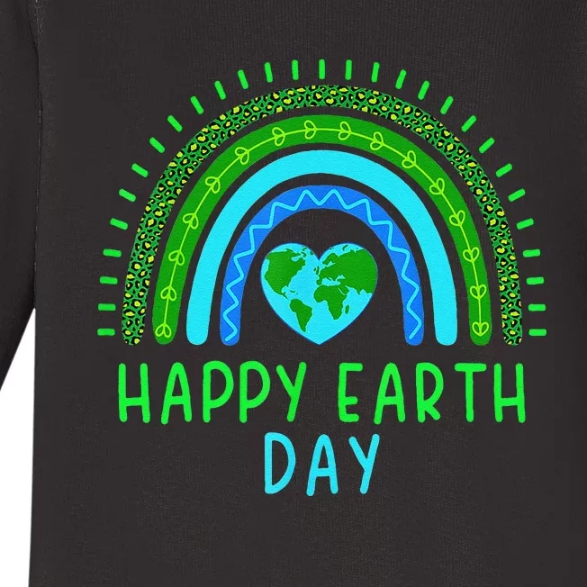 Happy Earth Day 2024 Cute Rainbow Earth Lover Gift Baby Long Sleeve Bodysuit