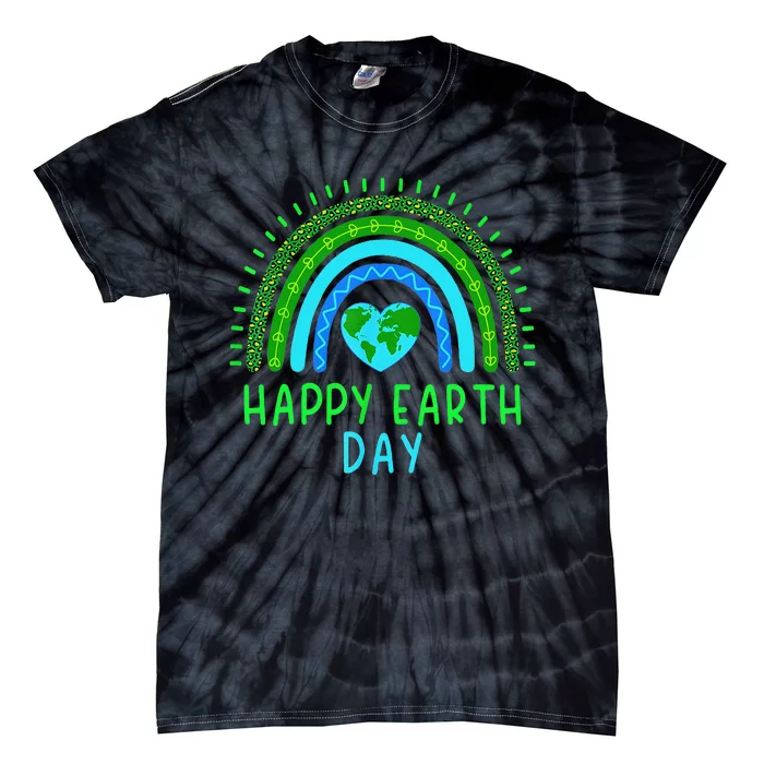 Happy Earth Day 2024 Cute Rainbow Earth Lover Gift Tie-Dye T-Shirt