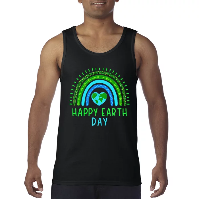 Happy Earth Day 2024 Cute Rainbow Earth Lover Gift Tank Top