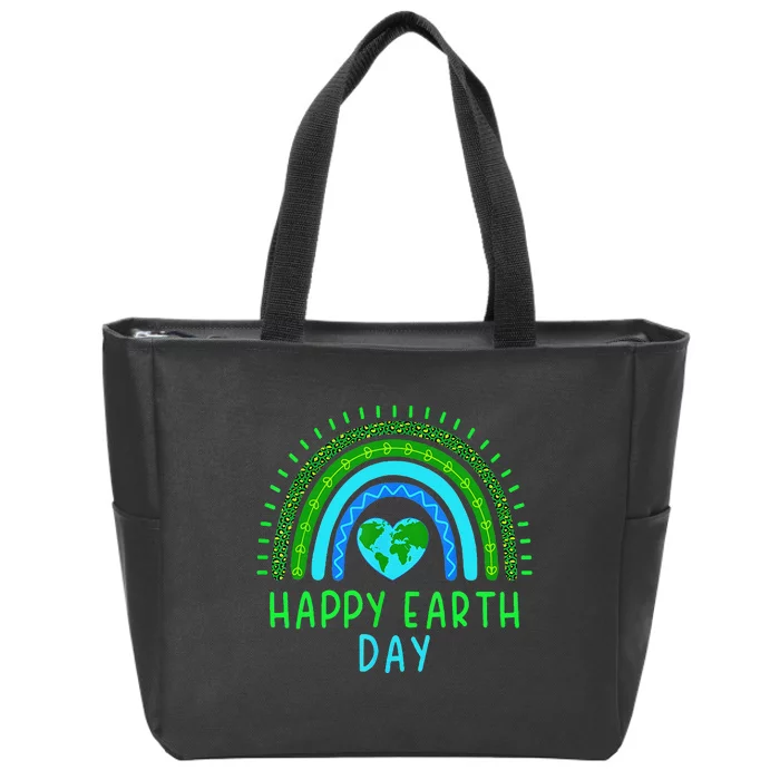 Happy Earth Day 2024 Cute Rainbow Earth Lover Gift Zip Tote Bag