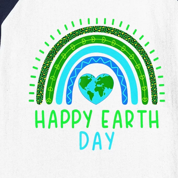 Happy Earth Day 2024 Cute Rainbow Earth Lover Gift Baseball Sleeve Shirt