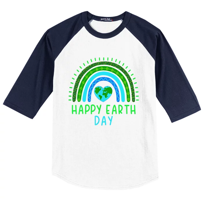 Happy Earth Day 2024 Cute Rainbow Earth Lover Gift Baseball Sleeve Shirt