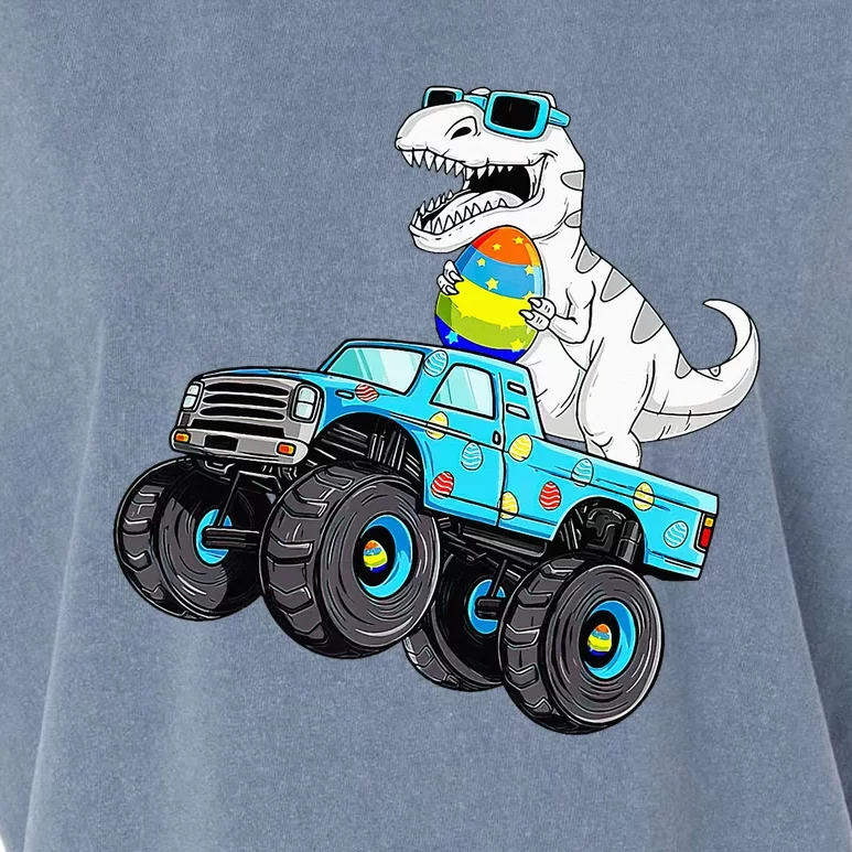 Happy Easter Dinosaur Riding Monster Truck T rex Garment-Dyed Women's Muscle Tee