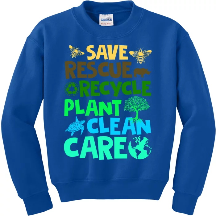 Happy Earth Day Gift Save Rescue Recycle Plant Clean Care Gift Kids Sweatshirt