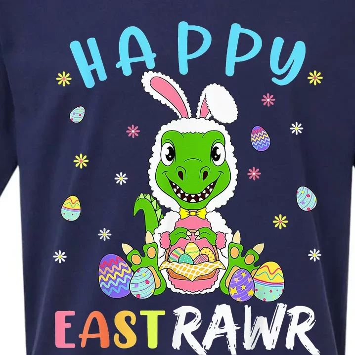 Happy Eastrawr Dinosaur T Rex Cute Easter Bunny Egg Sueded Cloud Jersey T-Shirt