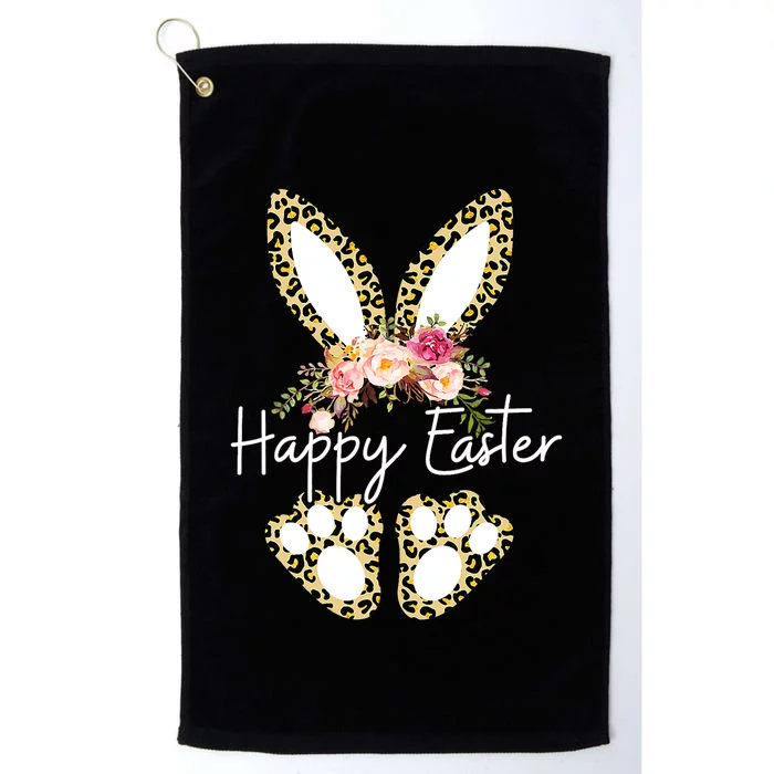 Happy Easter Day Leopard Plaid Rabbit Platinum Collection Golf Towel