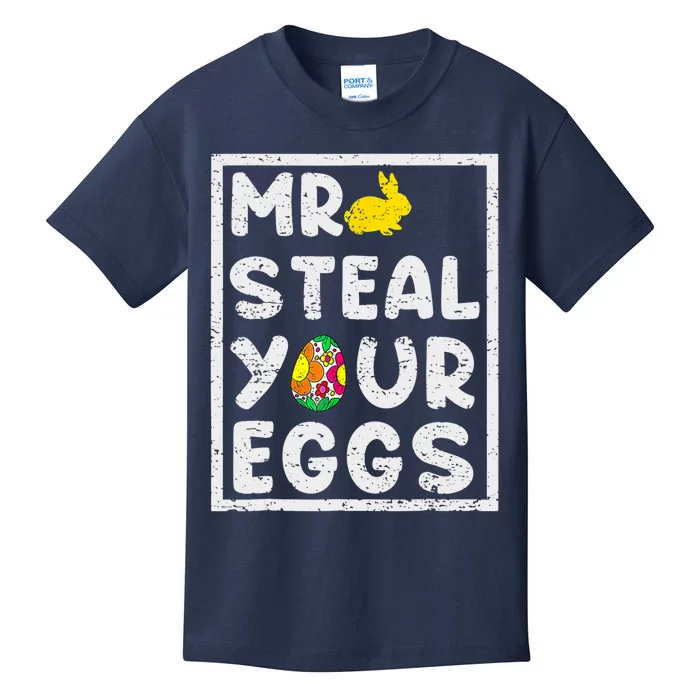 Happy Easter Day Mr Steal Your Eggs Funny Spring Rabbit Kids T-Shirt