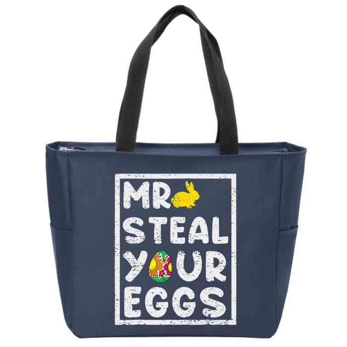 Happy Easter Day Mr Steal Your Eggs Funny Spring Rabbit Zip Tote Bag