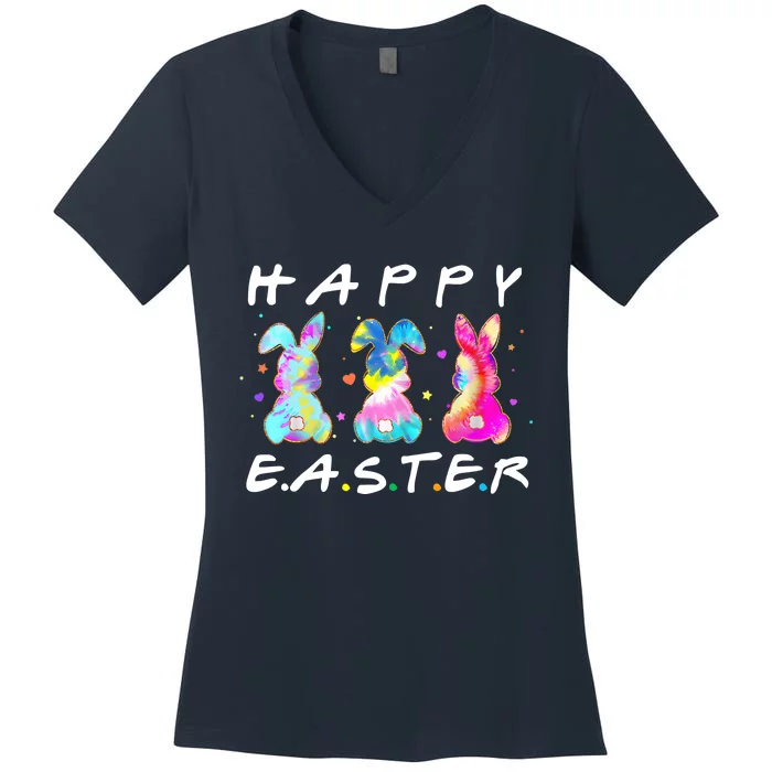 Happy Easter Day Cute Bunny Funny Rabbit Tie Dye Wo Girl Women's V-Neck T-Shirt