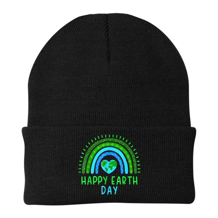 Happy Earth Day 2024 Cute Rainbow Earth Lover Knit Cap Winter Beanie