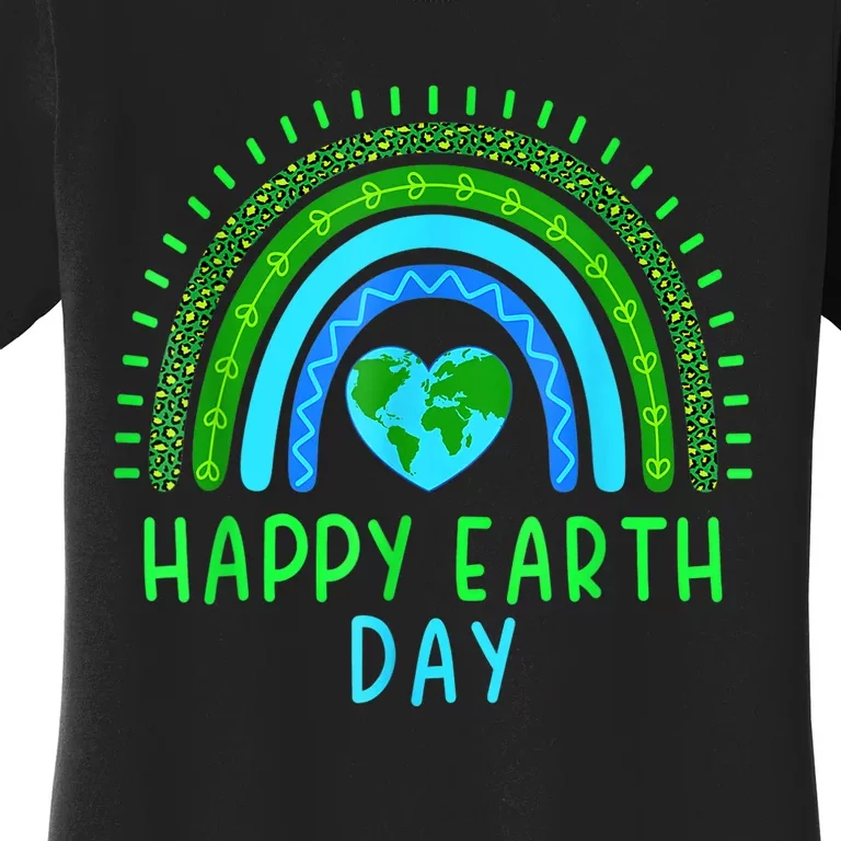 Happy Earth Day 2024 Cute Rainbow Earth Lover Women's T-Shirt