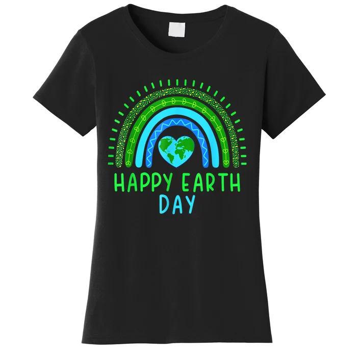 Happy Earth Day 2024 Cute Rainbow Earth Lover Women's T-Shirt