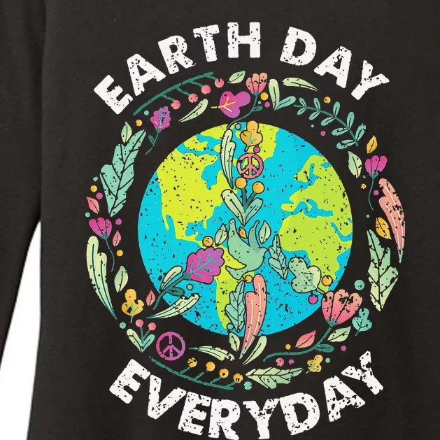 Happy Earth Day Every Day Peace Symbol Womens CVC Long Sleeve Shirt