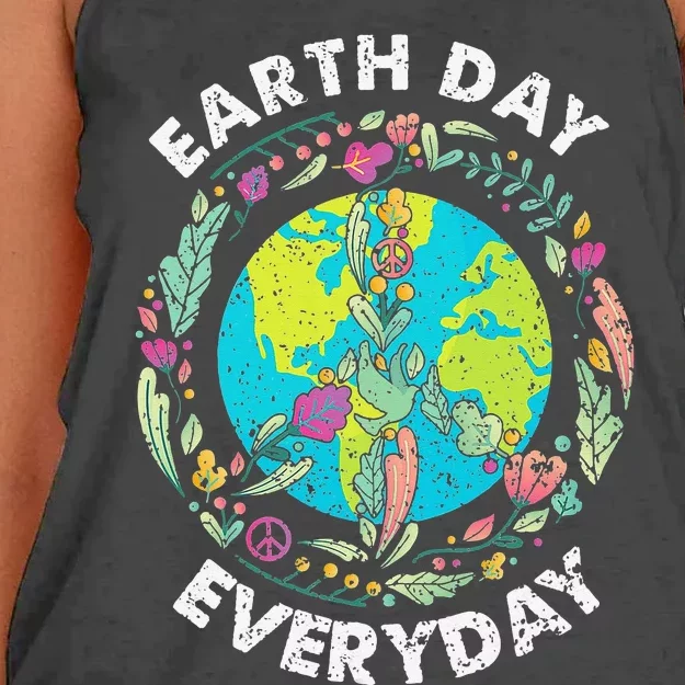 Happy Earth Day Every Day Peace Symbol Women's Knotted Racerback Tank