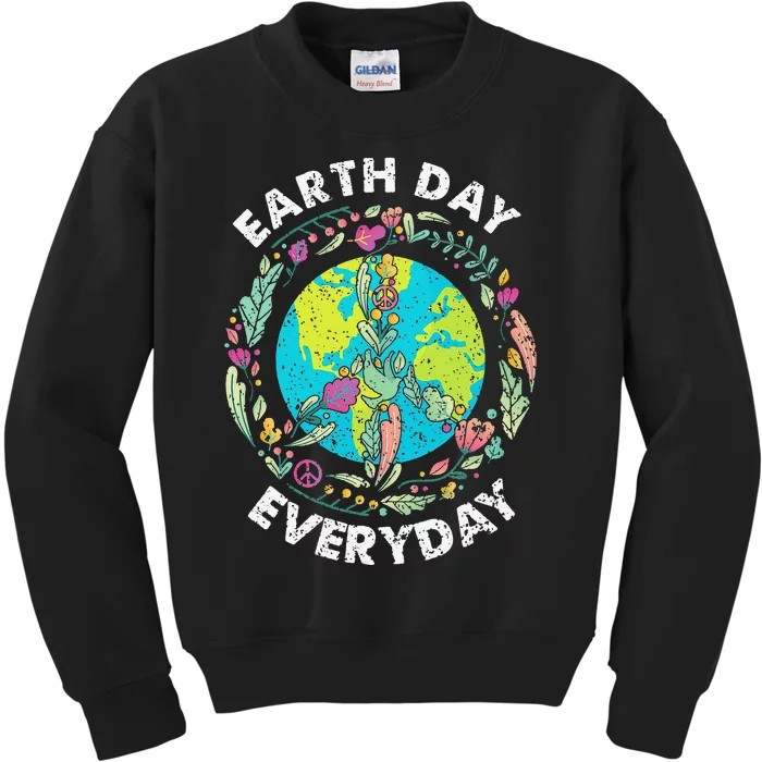 Happy Earth Day Every Day Peace Symbol Kids Sweatshirt