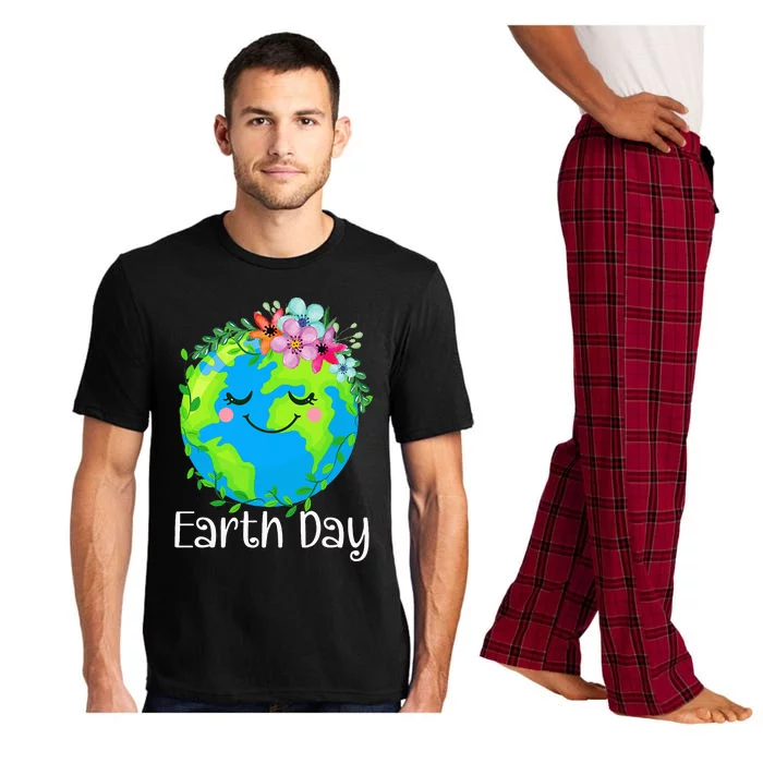 Happy Earth Day Cute Earth With Floral Pajama Set