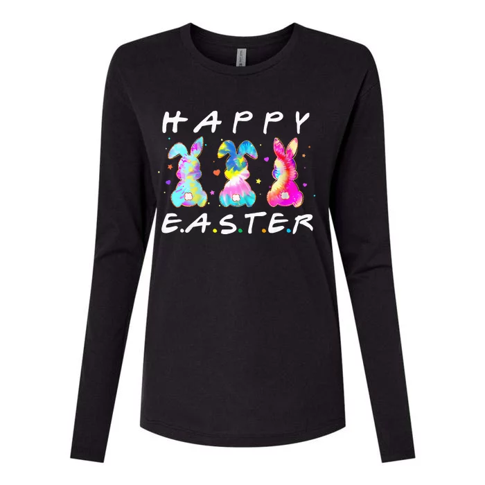 Happy Easter Day Cute Bunny Funny Rabbit Tie Dye Womens Cotton Relaxed Long Sleeve T-Shirt