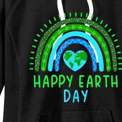 Happy Earth Day Cute Rainbow Earth Lover Women's Fleece Hoodie