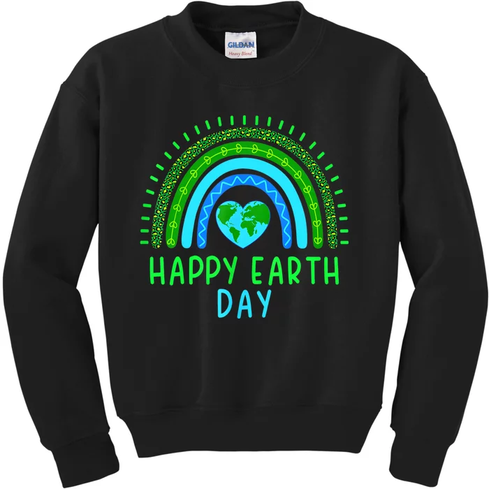 Happy Earth Day Cute Rainbow Earth Lover Kids Sweatshirt