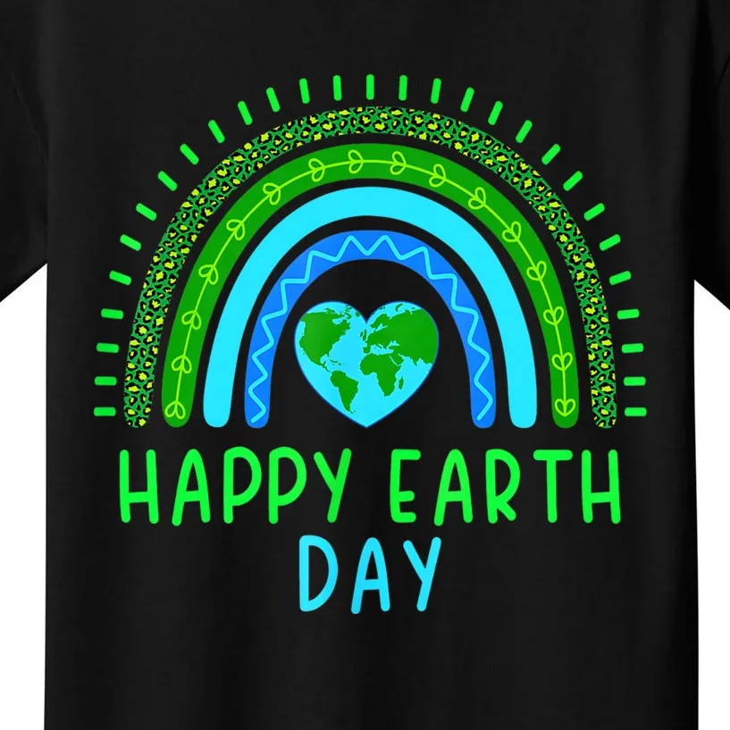 Happy Earth Day Cute Rainbow Earth Lover Kids T-Shirt