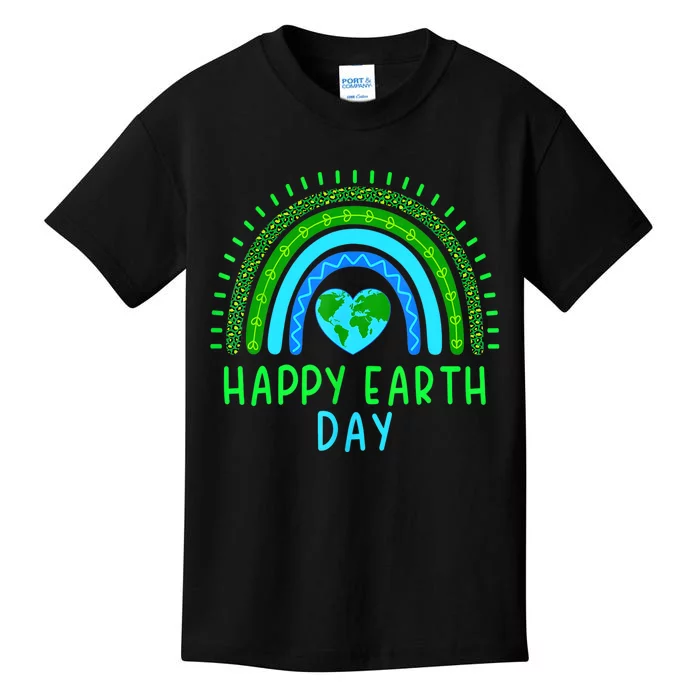 Happy Earth Day Cute Rainbow Earth Lover Kids T-Shirt