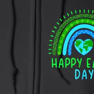 Happy Earth Day Cute Rainbow Earth Lover Full Zip Hoodie