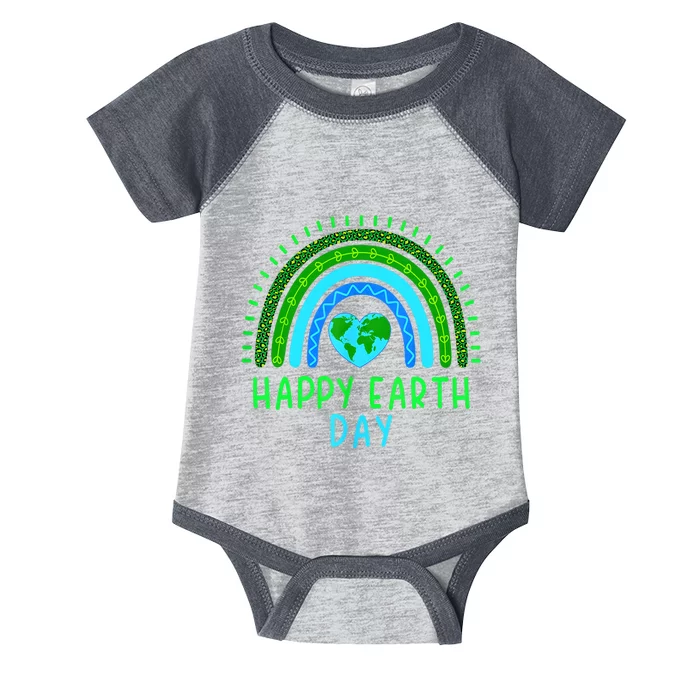 Happy Earth Day Cute Rainbow Earth Lover Infant Baby Jersey Bodysuit