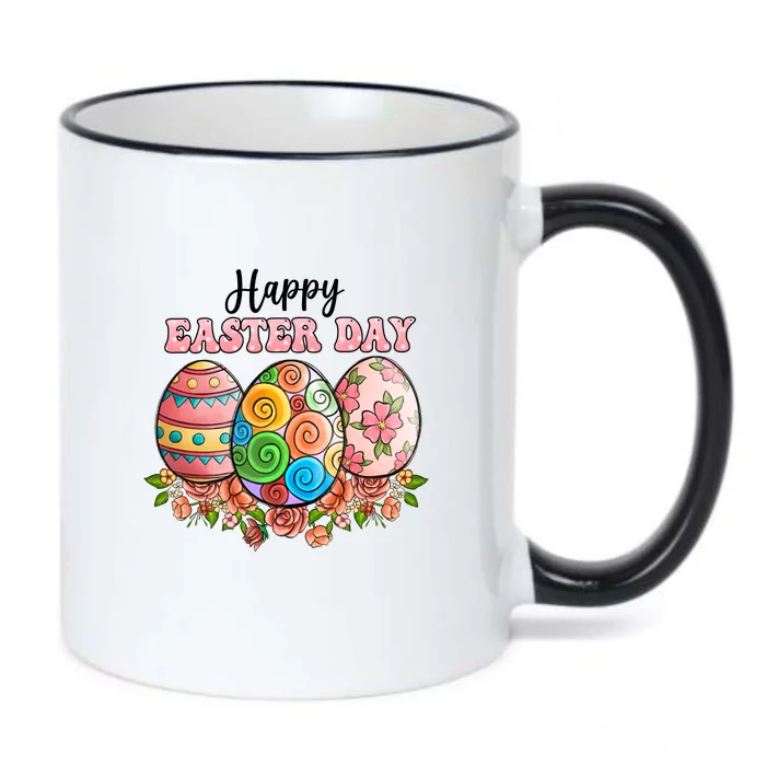 Happy Easter Day Eggs Floral Gift Easter Egg Black Color Changing Mug