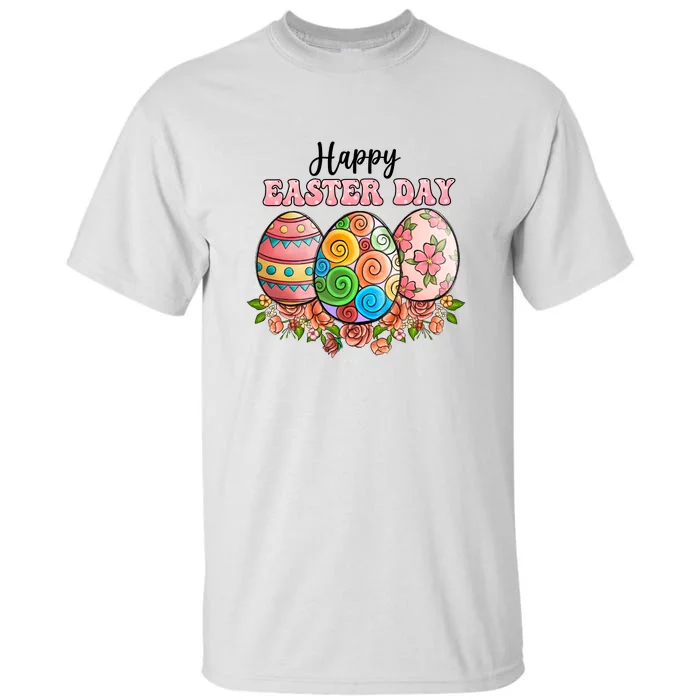 Happy Easter Day Eggs Floral Gift Easter Egg Tall T-Shirt