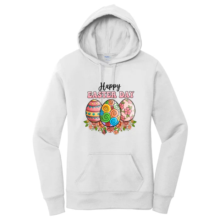 Happy Easter Day Eggs Floral Gift Easter Egg Women's Pullover Hoodie