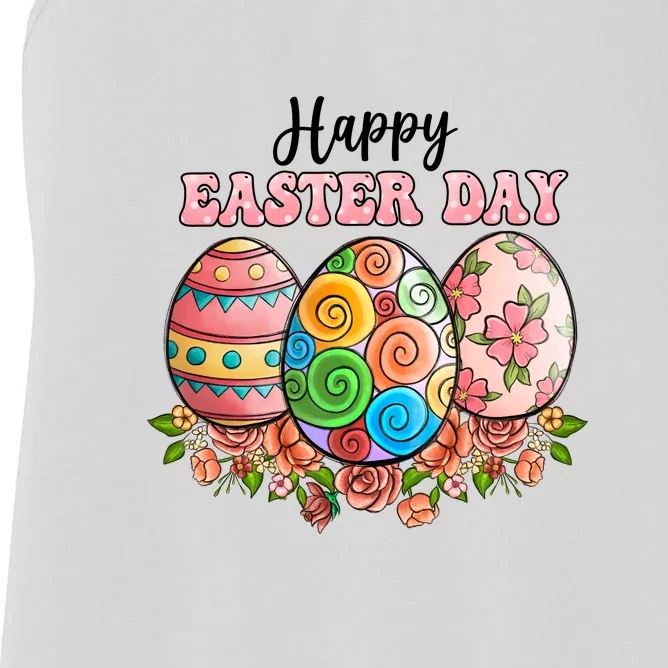 Happy Easter Day Eggs Floral Gift Easter Egg Women's Racerback Tank