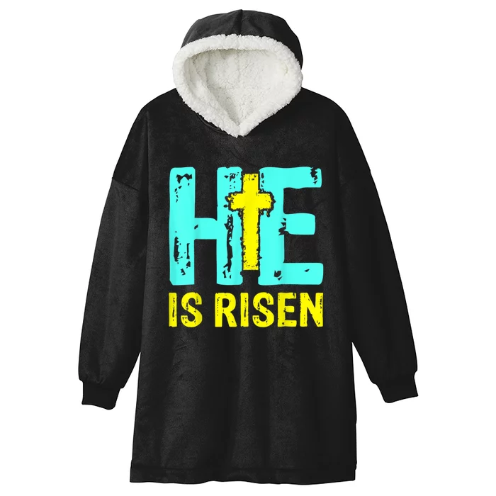 Happy Easter Day He Is Risen Christian Easter Hooded Wearable Blanket