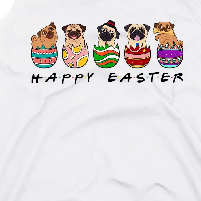 Happy Easter Day Cute Pugs Bunny Tank Top