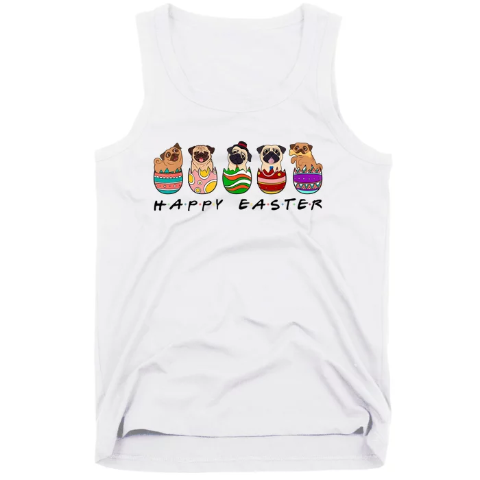 Happy Easter Day Cute Pugs Bunny Tank Top