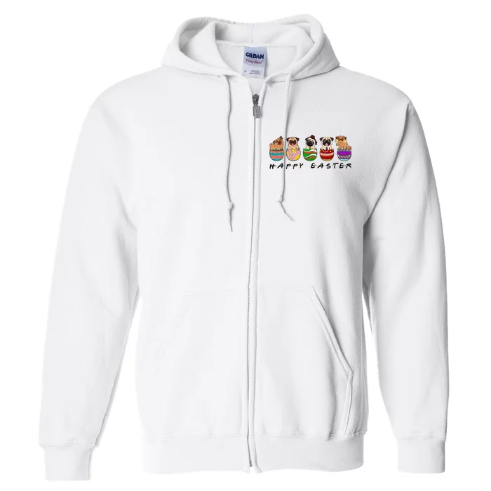 Happy Easter Day Cute Pugs Bunny Full Zip Hoodie