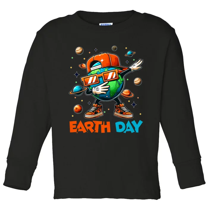 Happy Earth Day 2024 Funny Earth Day Dab Toddler Long Sleeve Shirt