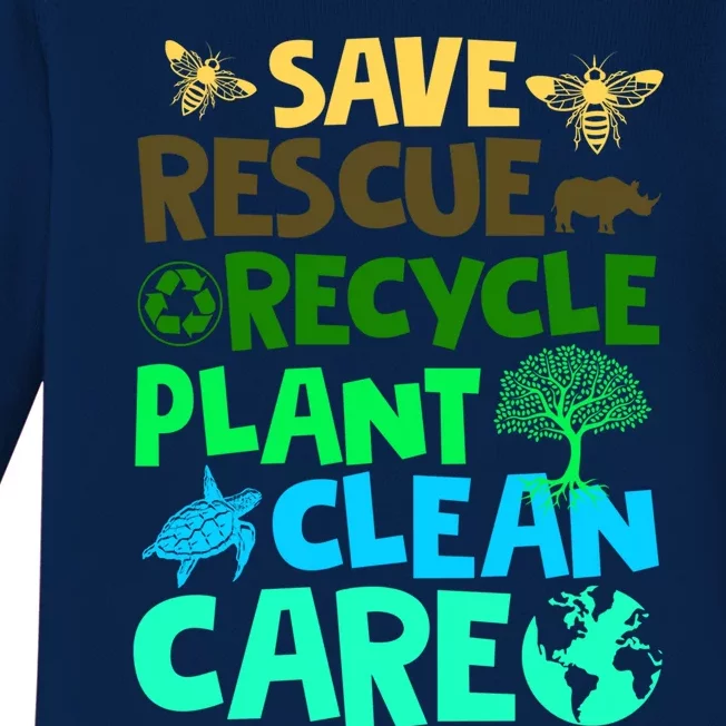 Happy Earth Day Gift Save Rescue Recycle Plant Clean Care Gift Baby Long Sleeve Bodysuit