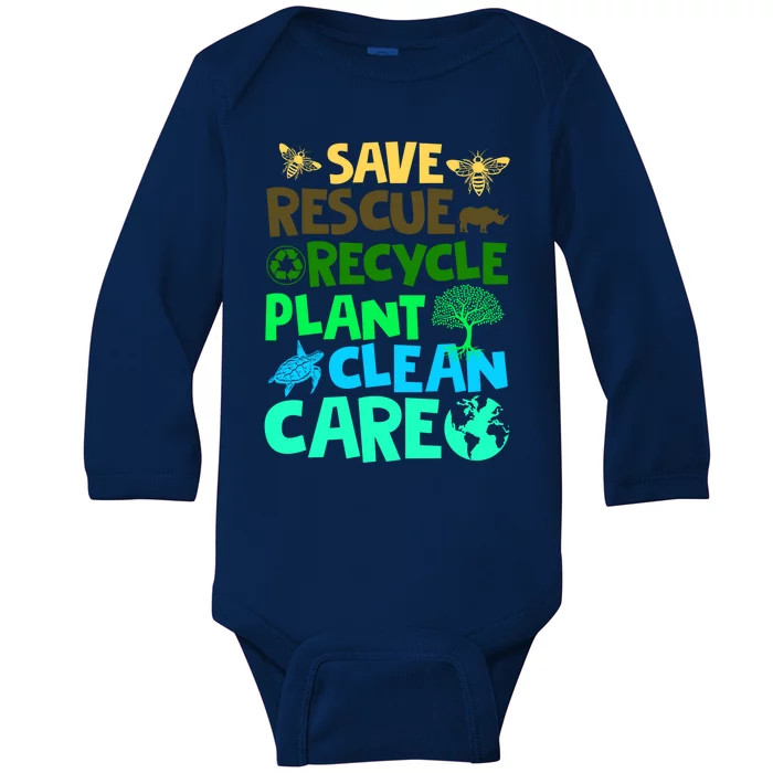 Happy Earth Day Gift Save Rescue Recycle Plant Clean Care Gift Baby Long Sleeve Bodysuit