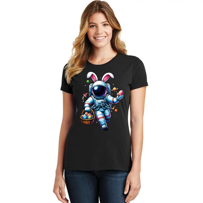 Happy Easter Day Bunny Egg Astronaut Space Women's T-Shirt