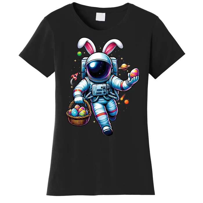 Happy Easter Day Bunny Egg Astronaut Space Women's T-Shirt