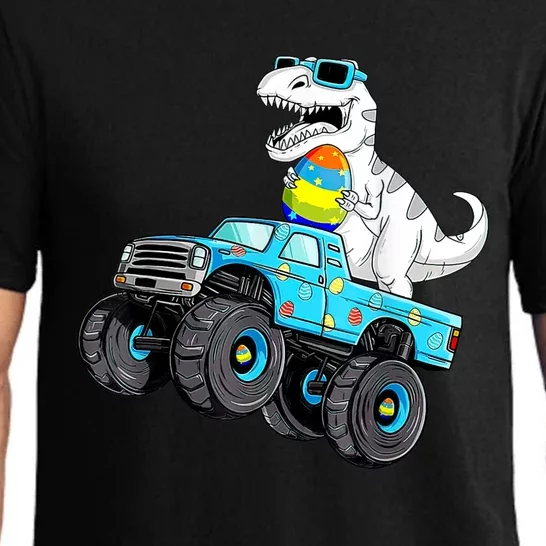 Happy Easter Dinosaur Riding Monster Truck T Rex Pajama Set