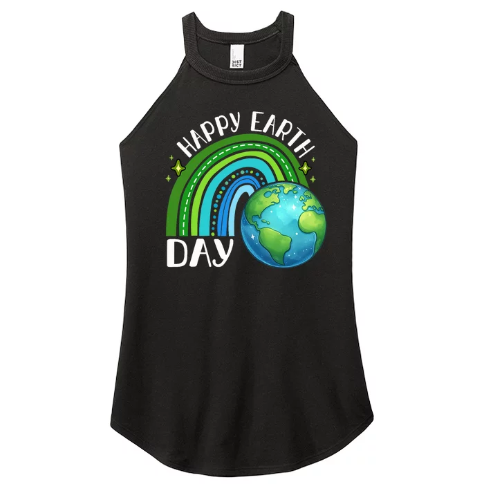 Happy Earth Day 2024 Cute Rainbow Earth Lover Women’s Perfect Tri Rocker Tank