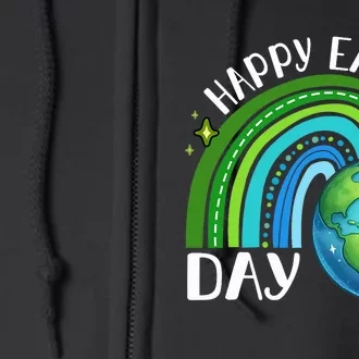 Happy Earth Day 2024 Cute Rainbow Earth Lover Full Zip Hoodie