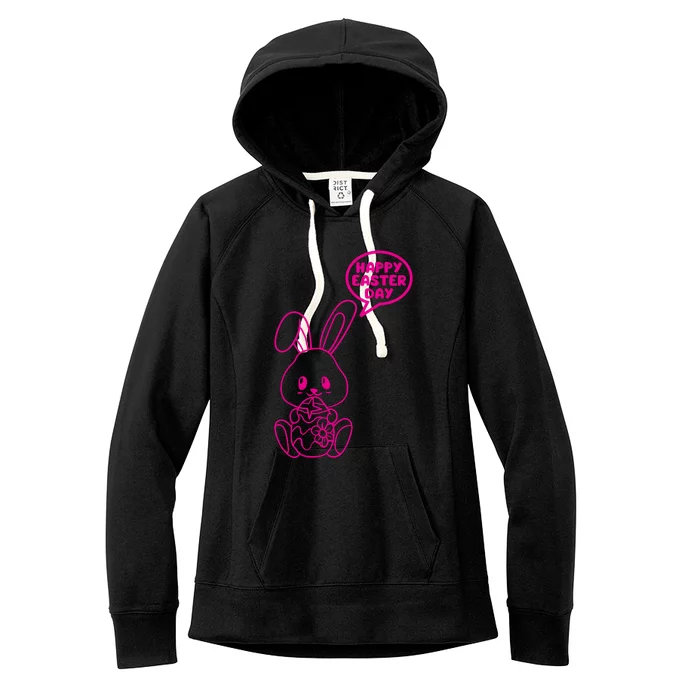 Happy Easter Day Cute Bunny With Eggs Women's Fleece Hoodie