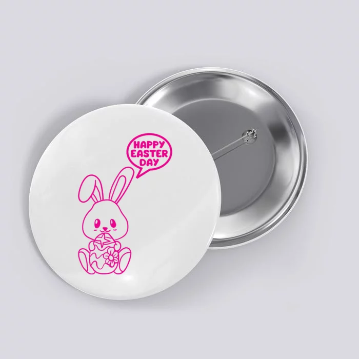 Happy Easter Day Cute Bunny With Eggs Button