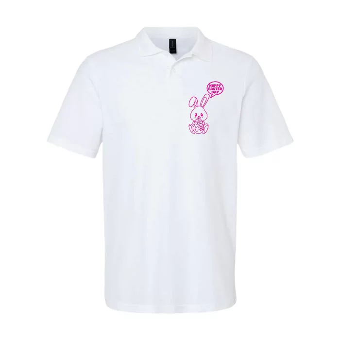 Happy Easter Day Cute Bunny With Eggs Softstyle Adult Sport Polo