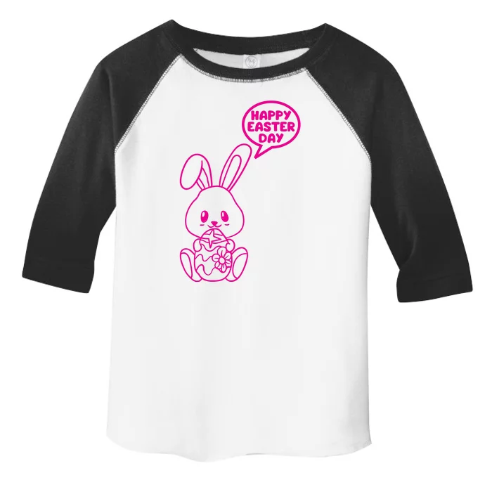 Happy Easter Day Cute Bunny With Eggs Toddler Fine Jersey T-Shirt