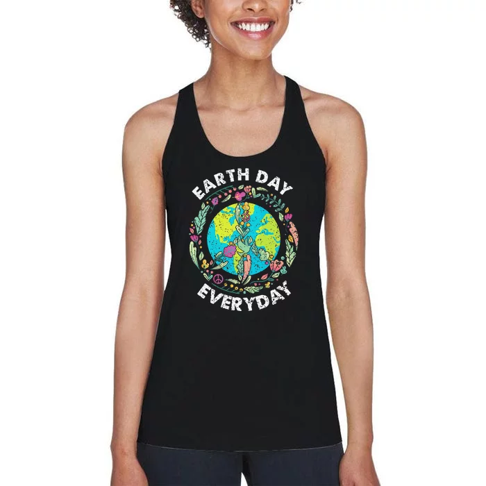 Happy Earth Day Every Day Peace Symbol Women's Racerback Tank