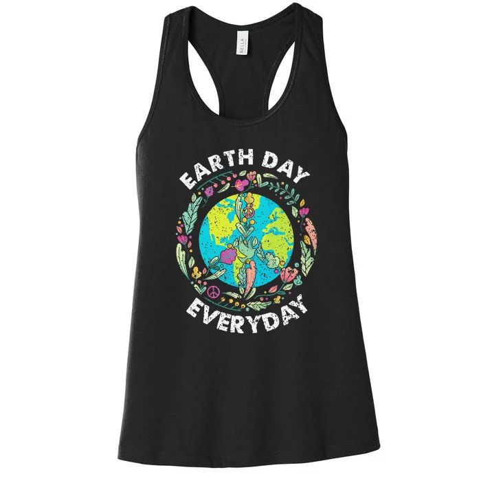 Happy Earth Day Every Day Peace Symbol Women's Racerback Tank