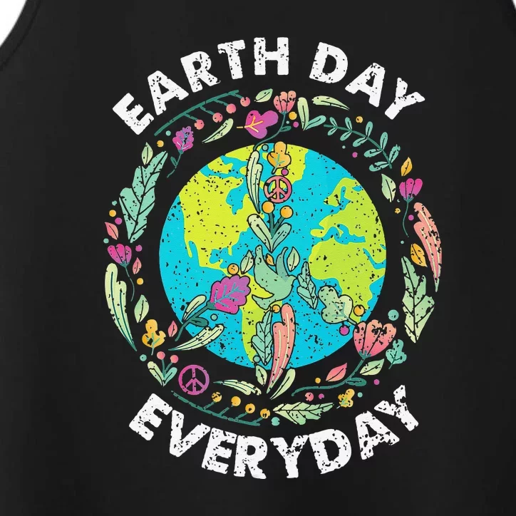 Happy Earth Day Every Day Peace Symbol Performance Tank